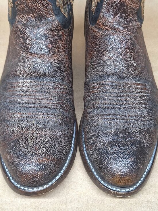 LUCCHESE 2000 Men\'s Ostrich Leg Leather Western Boots Size 9D (T3031) main image 5